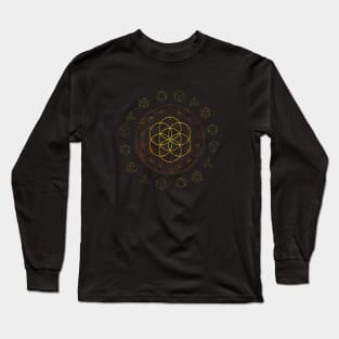 Sacred Geometry Flower of Life Platonic Long Sleeve T-Shirt